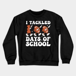 i tackled 100 days of school , 100 Days Of School Boys Kids 100th Day Of School Football Crewneck Sweatshirt